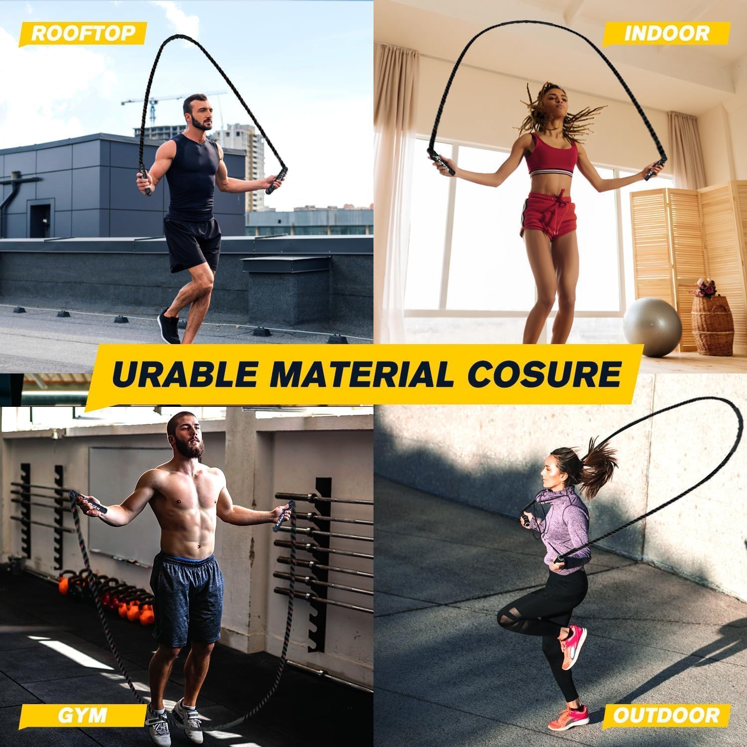 Corda per saltare pesante per adulti, per fitness, costruzione muscolare, lunghezza 300 cm, peso 1,2 kg, per allenamento, palestra, allenamento di resistenza e come supplemento per la perdita di