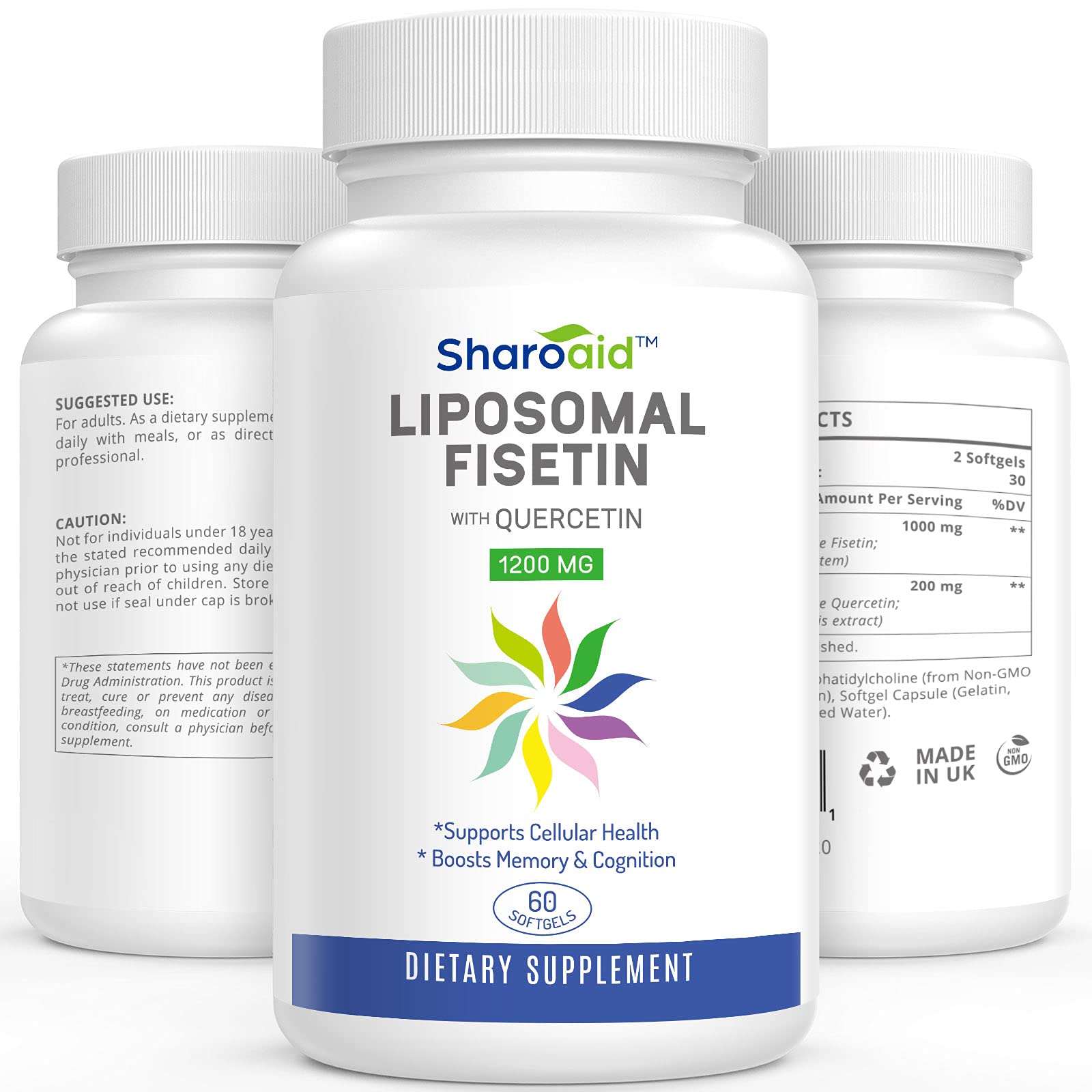 Liposomal Fisetin with Quercetin Supplements 1200 mg per Serving,1 Bottle 60 Count (Pack of 1)