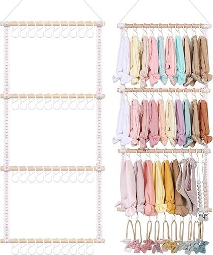 Vista 32 de POVETIRE Soporte para diadema organizador de bandas para la cabeza para niñas, diademas de bebé, accesorios para el cabello, organizador