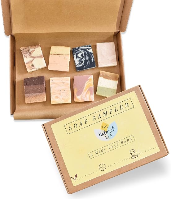 Home Made Soap Bar, Includes 8 Handcrafted Vegan Soap Bars for All Skin Types, Women and Men Natural Soap Bar, Gift-Ready Bath Set in Letterbox Packaging, 15g x Box of 8 - The Natural Spa