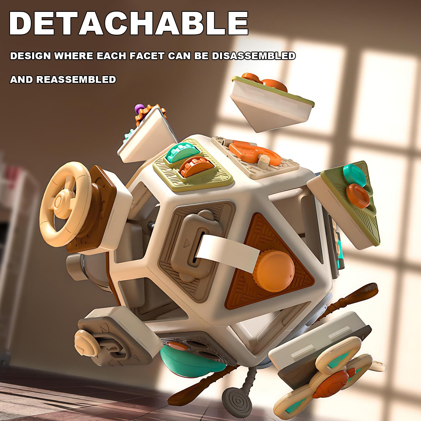 Hsyan Jouet Éducatif Cube d'Activités Bébé, Développement de la Motricité Fine Jeux d'Éveil, Jouet Sensoriel de Voyage Éducatif, Idée Cadeau Fête Noël Anniversaire