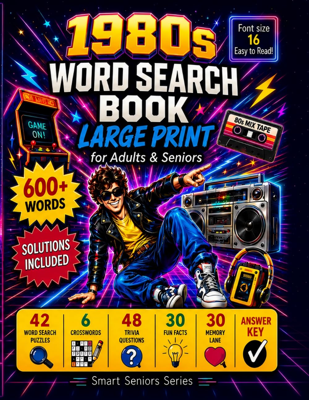 1980s Word Search Book Large Print for Adults & Seniors: 42 Word Searches, Crosswords, Trivia & Memory Lane Prompts — Relaxing 80s Nostalgia Gift (Smart Seniors)
