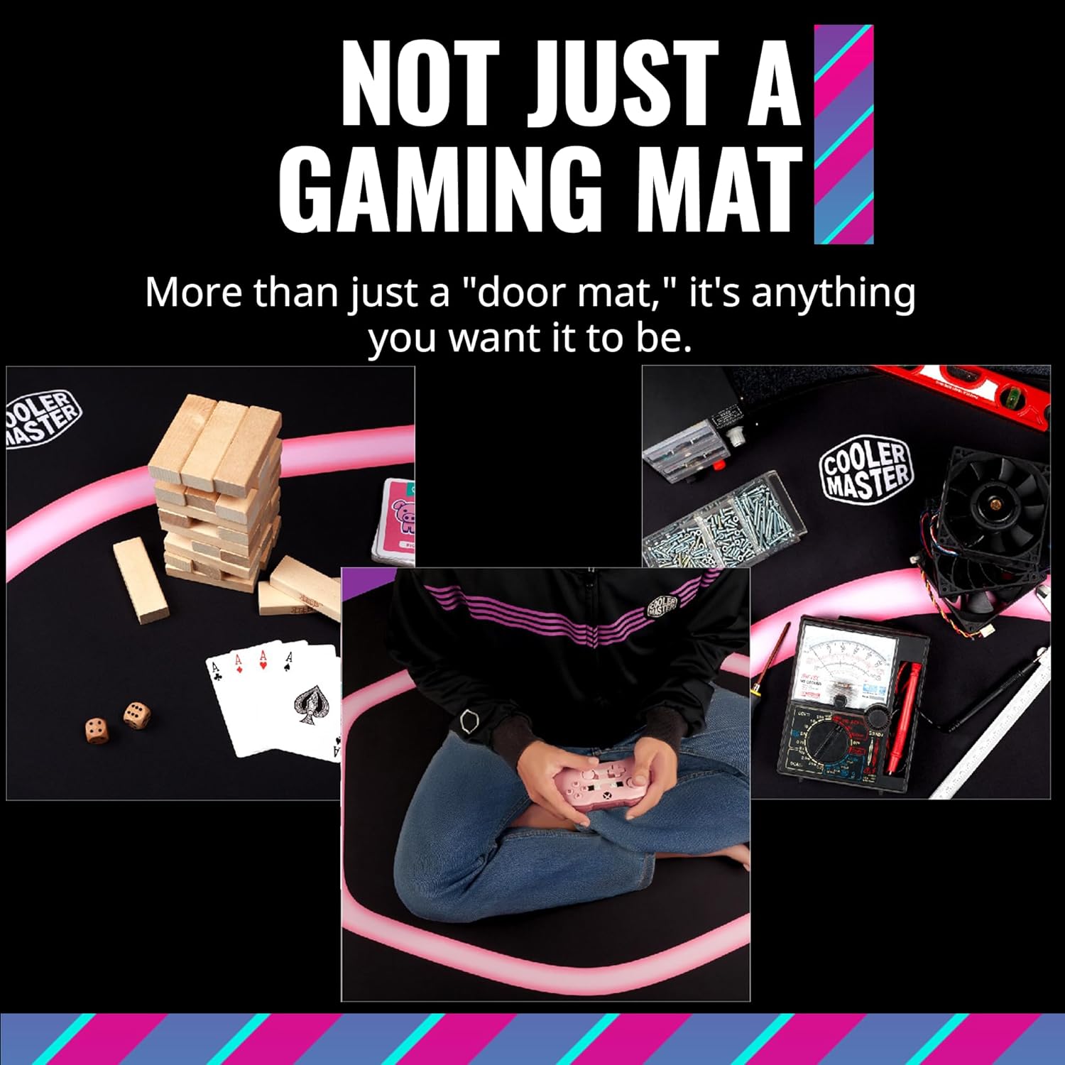 Cooler Master FM510 Gaming Floor Mat, Splash-Proof Surface, Anti-Fray Stitching, Anti-Slip Floor Protector for Computer Gaming Desk Chair, Carpet, Hard Wood, and Tile Floor