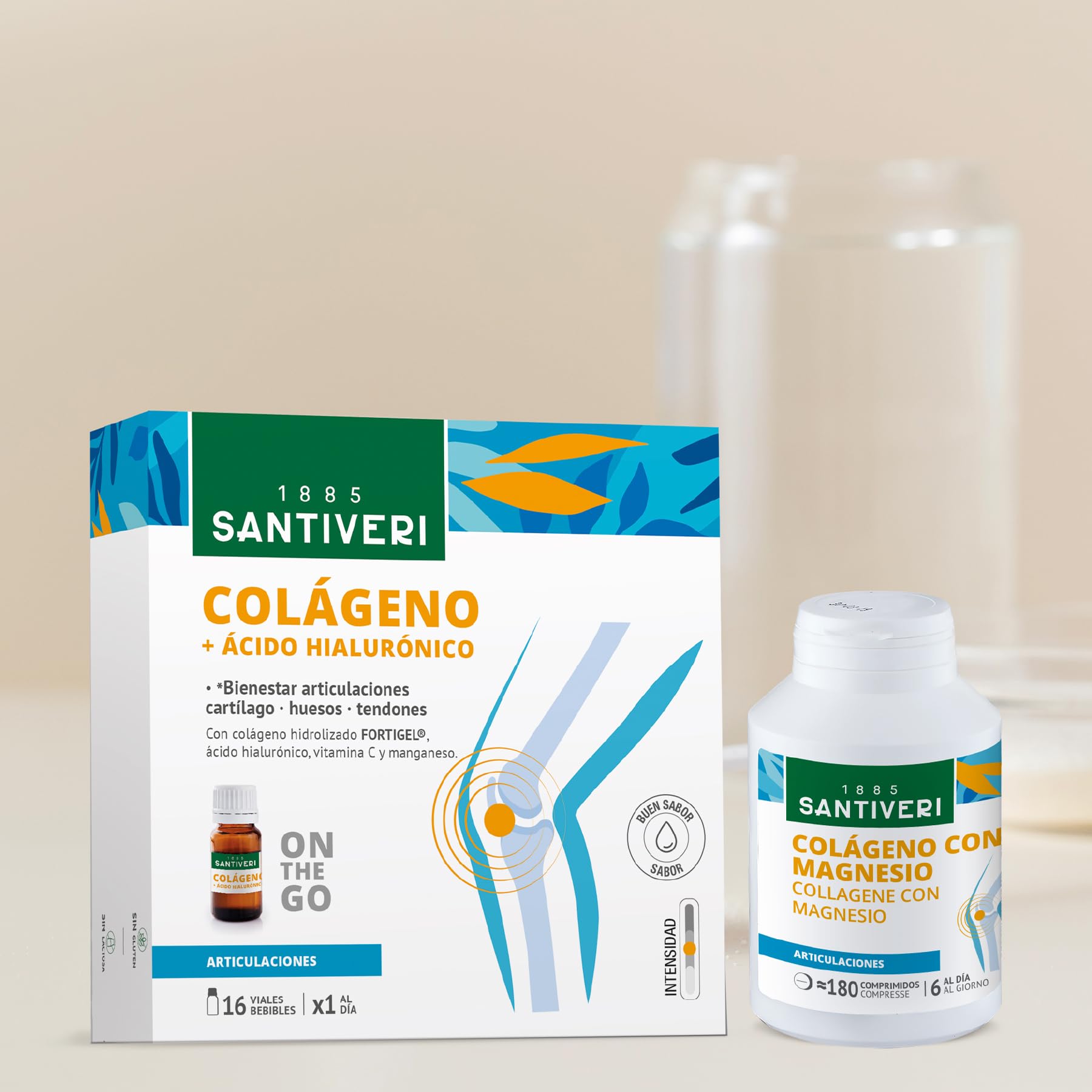 SANTIVERI - Colágeno Líquido Artrosin, Complemento Alimenticio con Colágeno Hidrolizado, Ácido Hialurónico, Vitamina C y Manganeso, Contribuye al Bienestar en Articulaciones y Cartílagos - 16 Viales