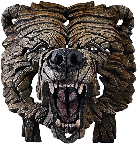 Enesco Edge Sculpture - Figura de busto rugiente con cara de oso, 14.96 pulgadas, marrón