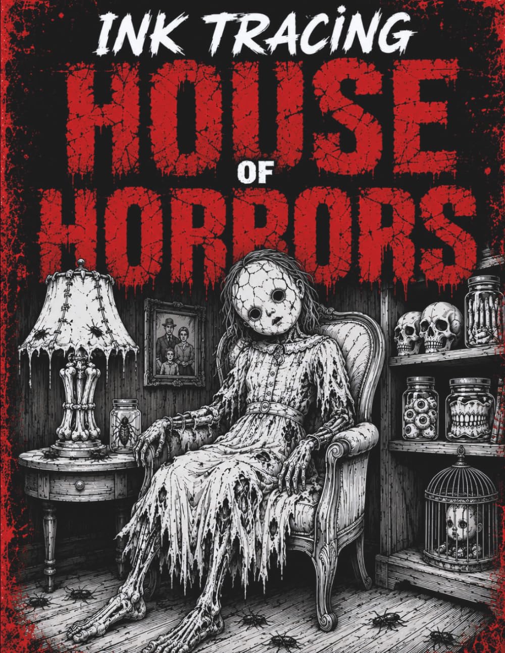 Ink Tracing House of Horrors: A Horror Ink Tracing Reverse Coloring Book for Teens and Adults Featuring Creepy Haunted House Scenes, Macabre ... Illustrations (Ink Tracing Horror Collection)