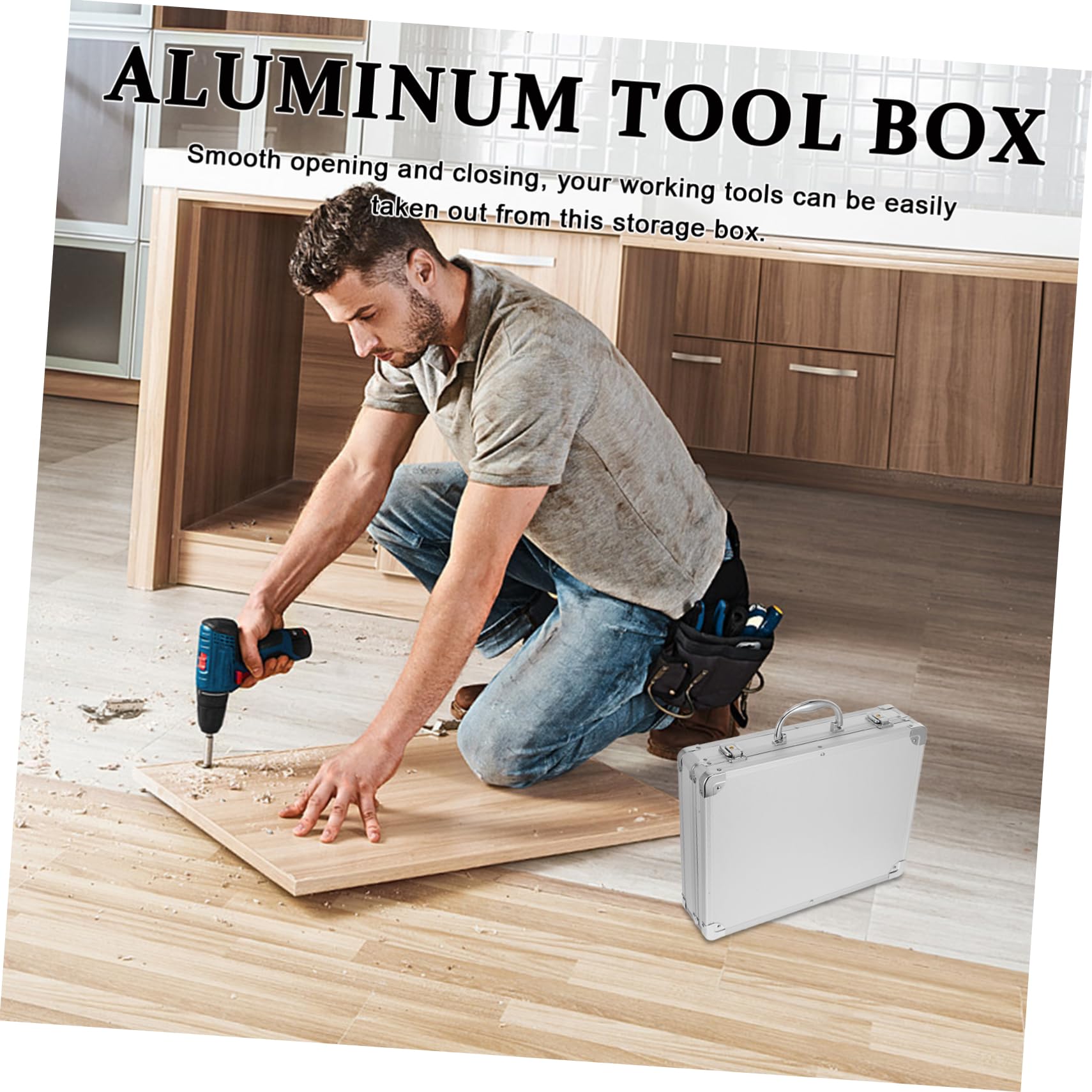 Caja de Herramientas de Aleación de Aluminio Grande Espuma y Cerradura, Estuche Portátil Resistente para Transporte y Almacenamiento, Organizador Multiusos para Profesionales