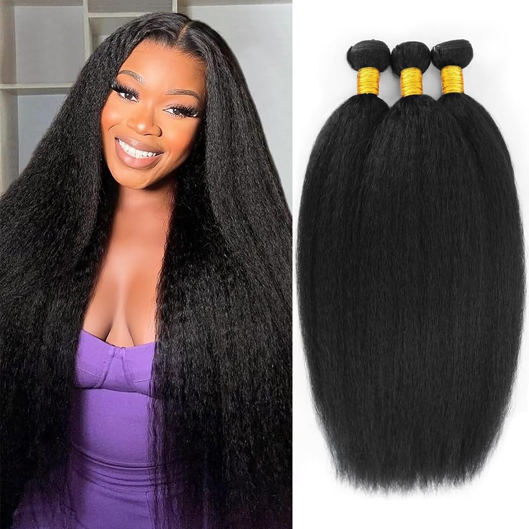 Amazon.com : BSBU Kinky Straight Bundles Yaki Straight  display picture 3