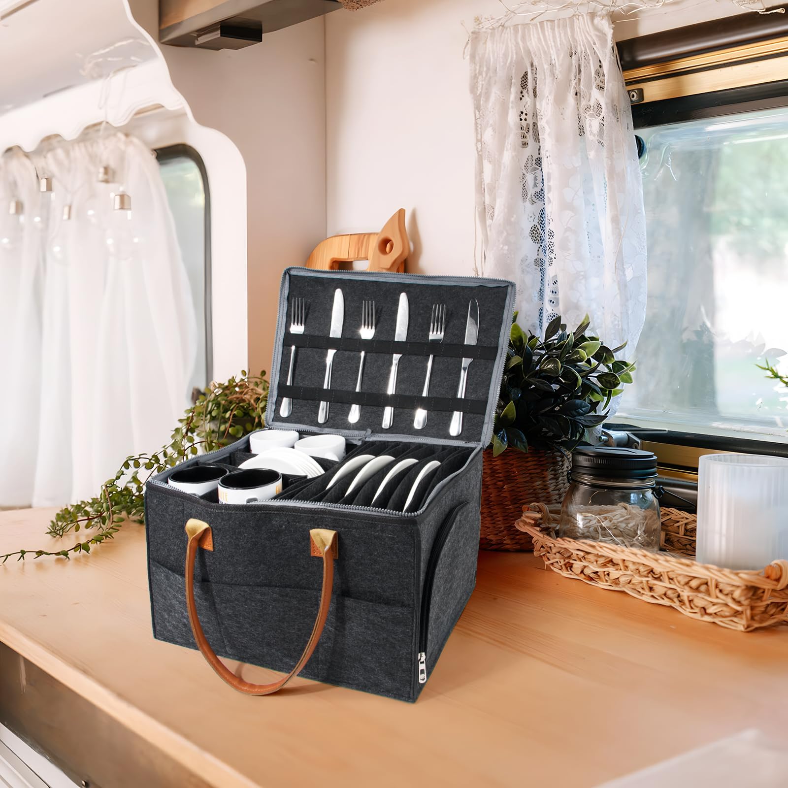 BOFUNX Filz Geschirrhalter Camping Geschirr Aufbewahrung Tellerhalter  Organizer Tassenhalter Filztaschen fr Teller Geschirr Schssel Camping  Wohnmobill Wohnwagen : Amazon.de: Kche, Haushalt & Wohnen