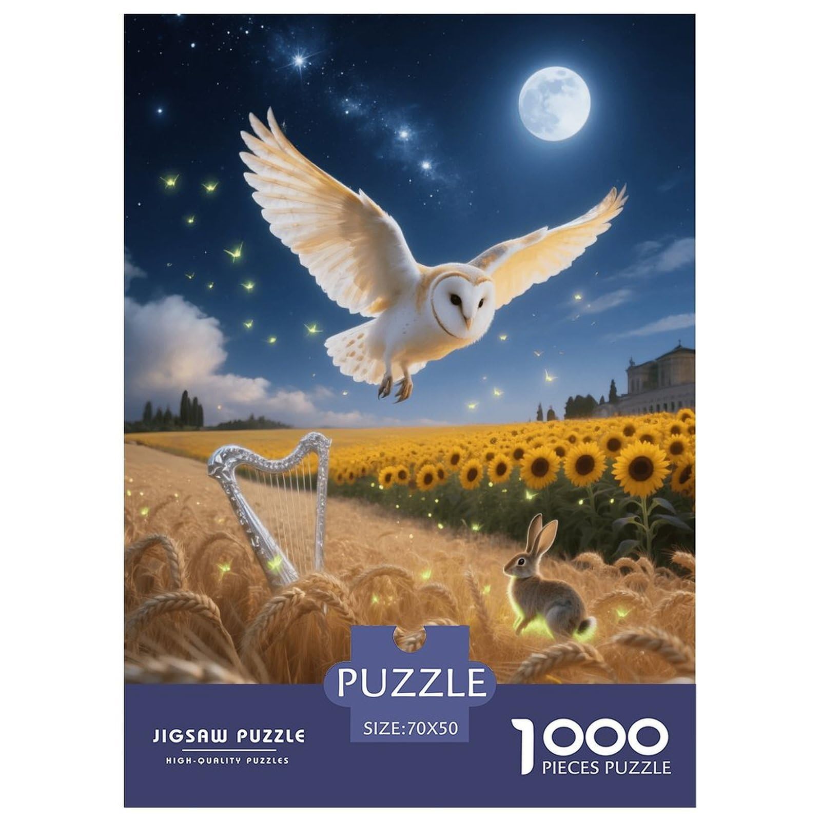 1000 Piece Barn Owl Jigsaw Puzzle for Adults - Family Fun, Family Game, Wheat Field Jigsaws, Home Decoration Birthday Gifts 70x50cm/1000pcs