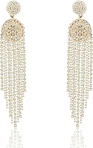 Amazon.com: AnLiikMeFe Elegant Long Rhinestone Tassel Dangle Earrings ...