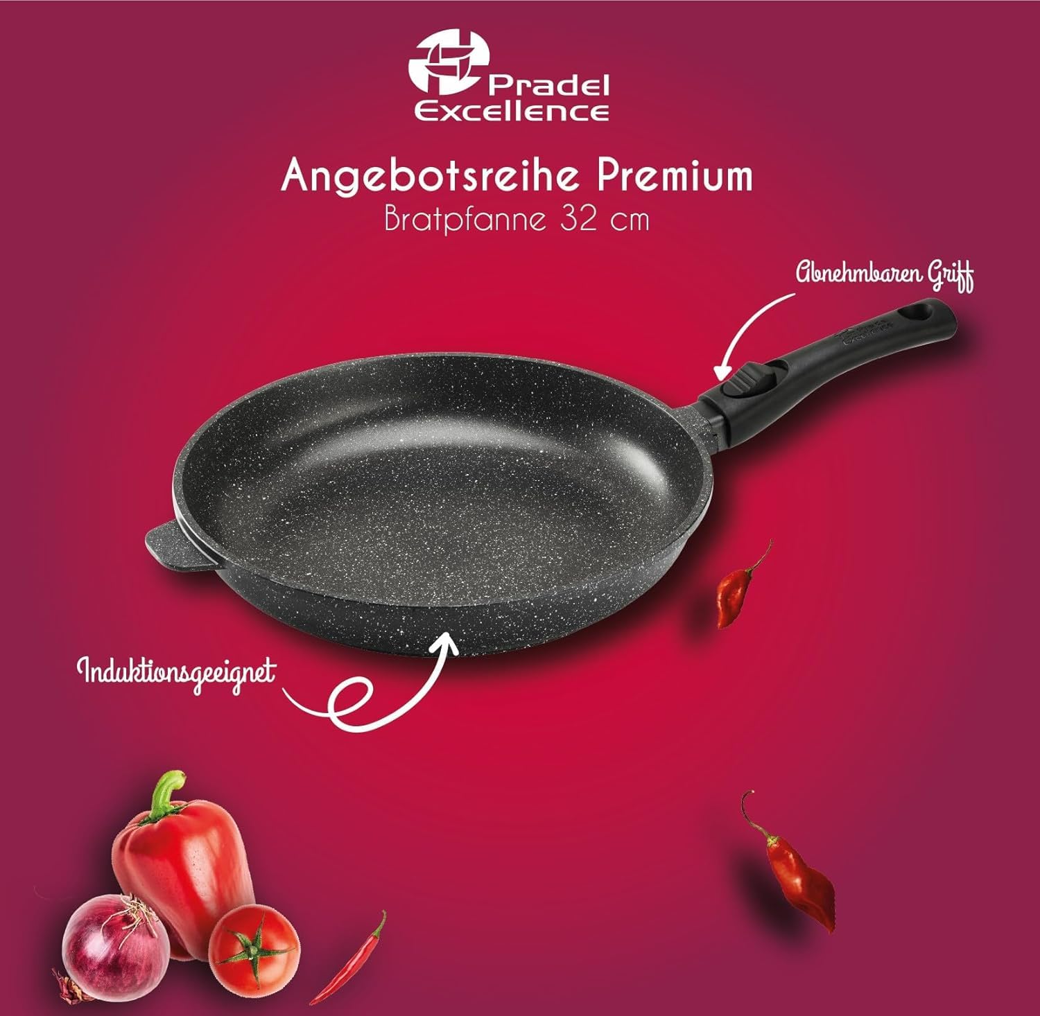 Pradel Excellence - PCUI001017 - Pentola lenta in ghisa di alluminio premium, Ø32 cm, coperchio in vetro - Rivestimento antiaderente in pietra - Manico rimovibile - Qualsiasi fuoco