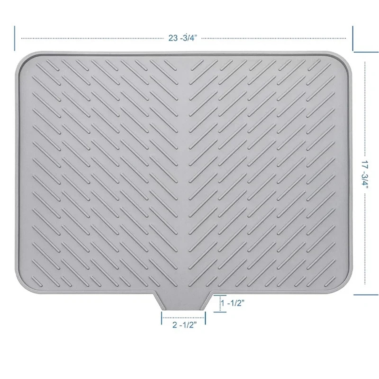 Abtropfmatte Geschirr Große Abtropfmatte aus Silikon, hygienisches Abtropfpad, leicht zu reinigen, rutschfest, hitzebeständig, verhindert Wasseransammlungen(Gray)