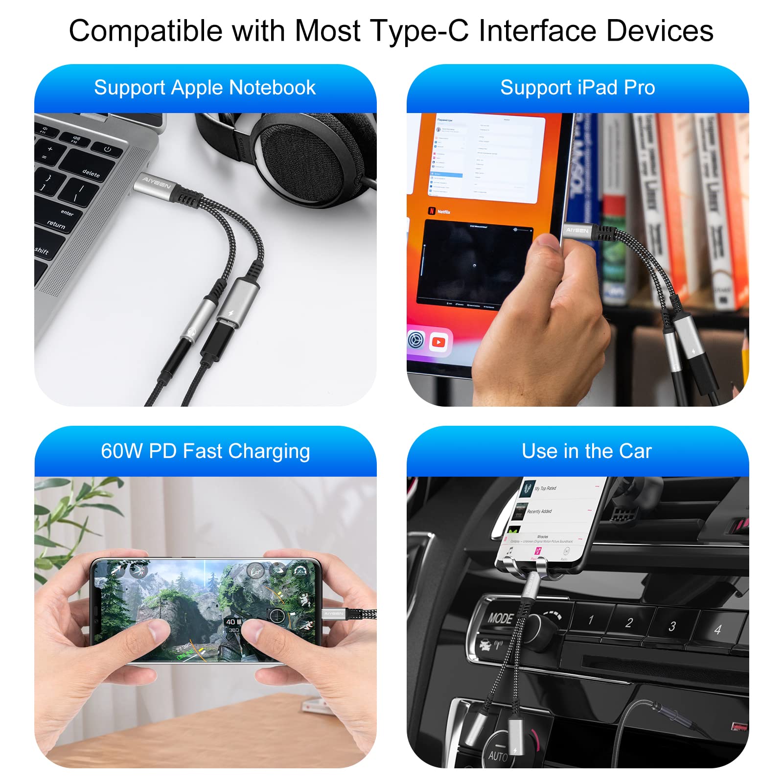 Adattatore USB-C A Jack 3.5mm E Ricarica 2-in-1 – DAC Hi-Fi Per Audio E Ricarica Rapida, Compatibile Con Samsung Galaxy S24, IPhone 15 E Altri