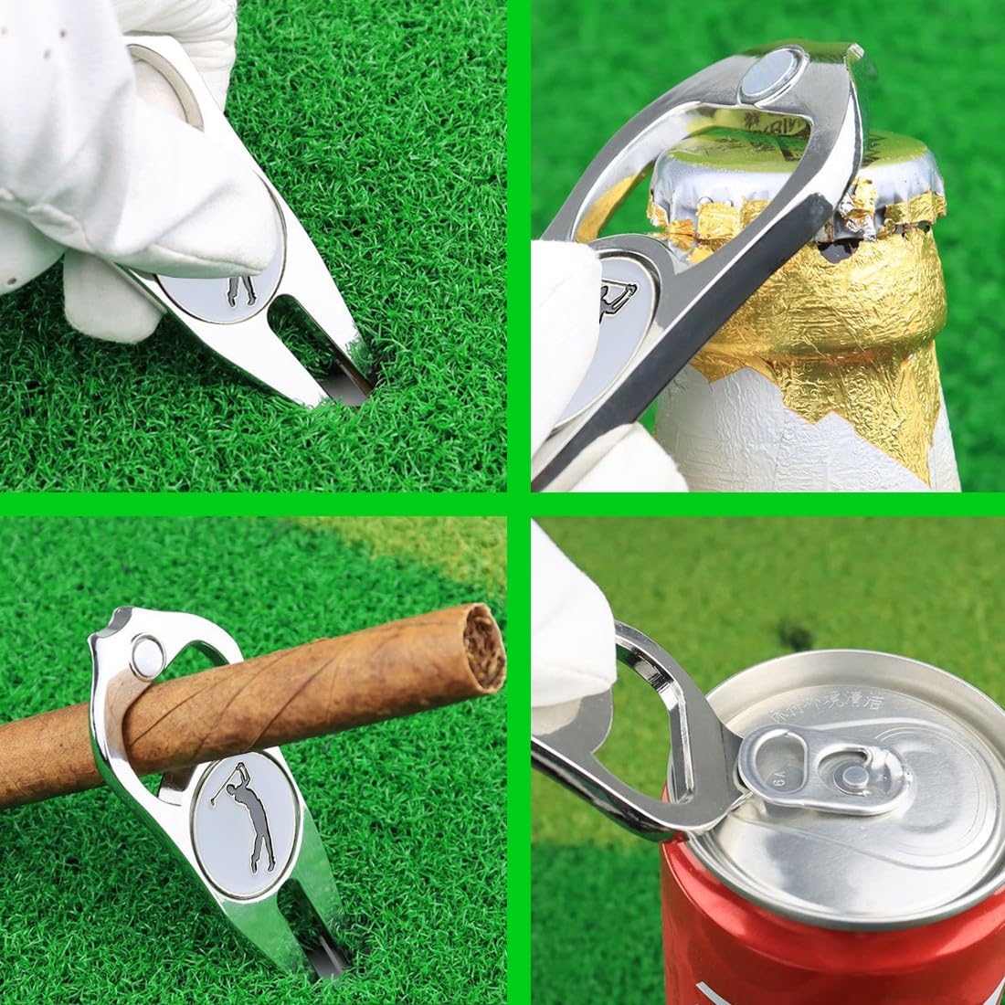 Herramientas De Restauración De Golf Arreglapiques Divot Pitch Fork Con Marcador Bola Magnética Portátil