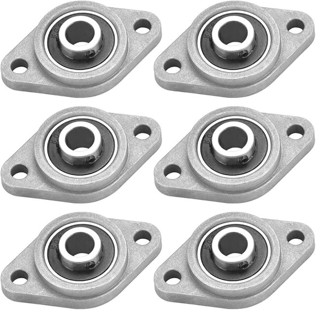 XAVSWRDE 6 PCS Self Aligning Pillow Block KFL08 Zinc Alloy Bore Rhombus Flange Bearing Stand 8mm Shaft Hole Inner Ball Mounted Pillow Block for Machinery KFL Series Conveyor Systems