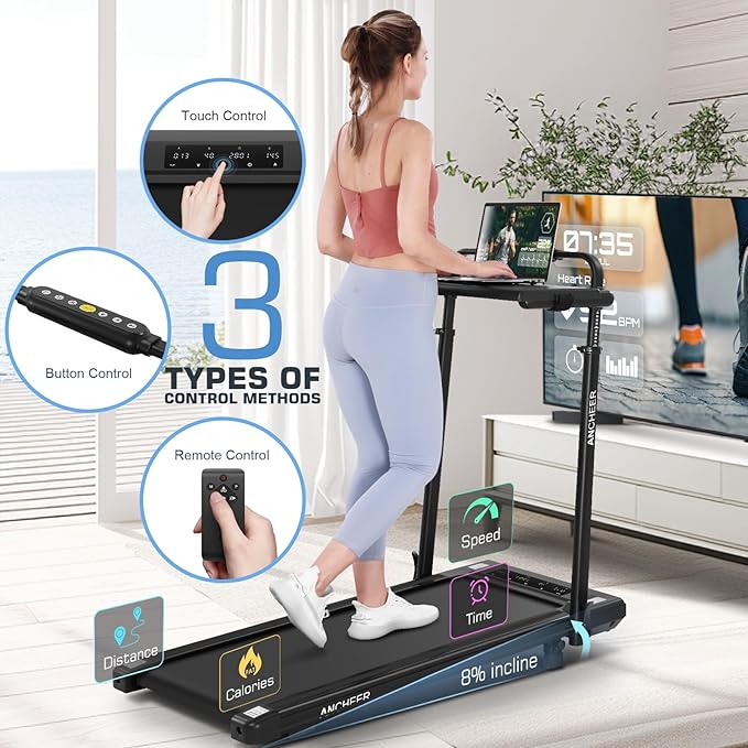 Caminadora ANCHEER Plegable con Inclinación y Altura Ajustable miniatura 5
