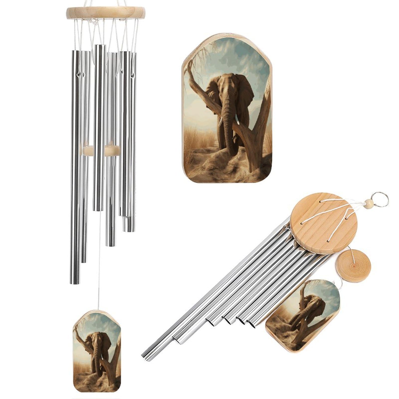 Resting Elephant Wind Chime-Outdoor-Garden Decors. Aluminium Wind Chimes to Melodic Tones .Memorial Wind Chime for Garden Yard Porch, Good Gifts for Women Mom Grandma Wife.