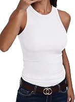 ANRABESS Women's Sleeveless High Neck Racerback Ribbed Tank Top - Slim Fit Knit Workout Camisole Summer Basics
