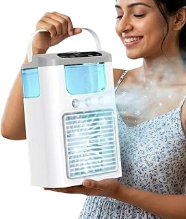 Cospex Portable Air Cooler 600ml Water Tank 3 Mist Spray Modes 3 Speed Control One Touch Boost Quiet USB Personal Air Cool... Price In India