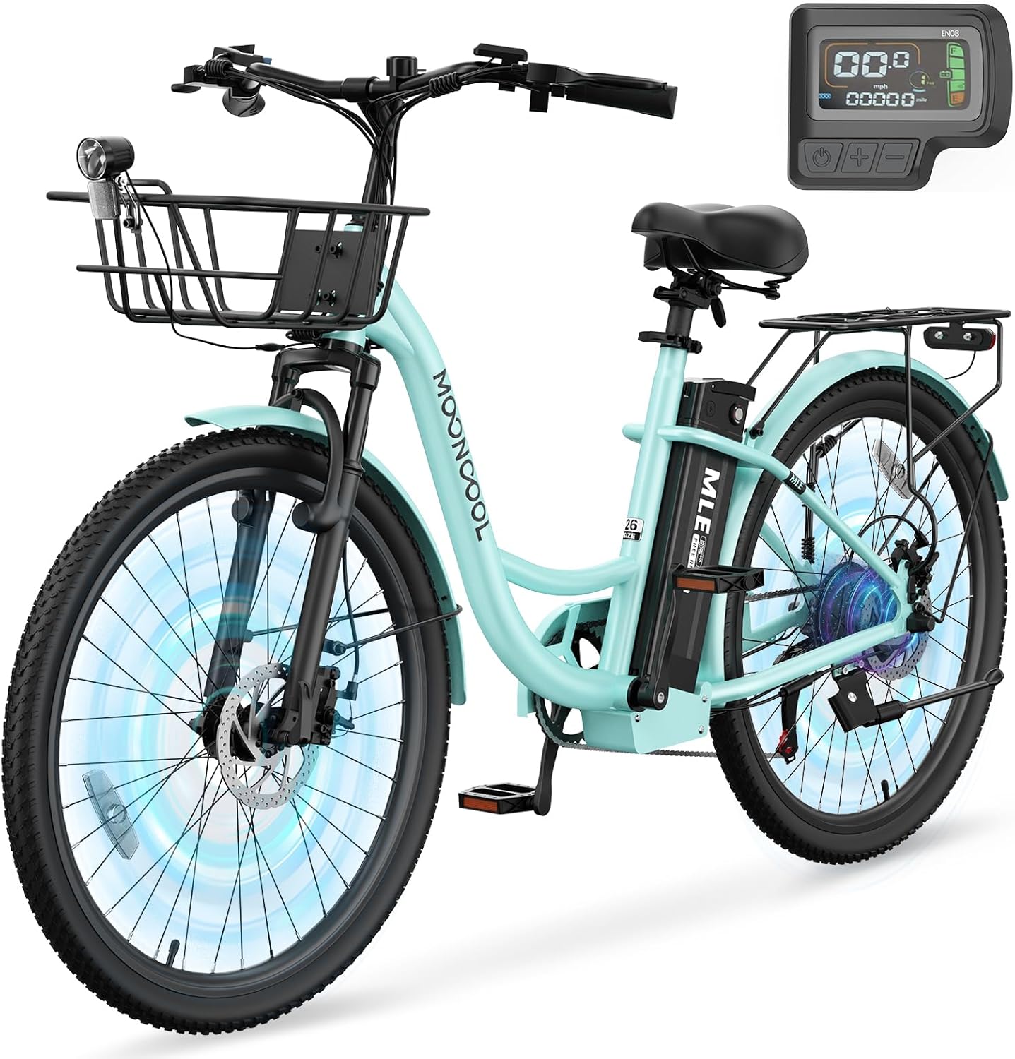 MOONCOOL Electric Bike for Adults, 700W Peak Power 7 Speed Step Through Electric Cruiser Bike, 40 Miles Electric Bicycle with 36V 10.4Ah Battery, Aluminum Frame City Commuter E Bikes for Women, Men MOONCOOL Electric Bike for Adults, 700W Peak Power 7 Speed Step Through Electric Cruiser Bike, 40 Miles Electric Bicycle with 36V 10.4Ah Battery, Aluminum Frame City Commuter E Bikes for Women, Men