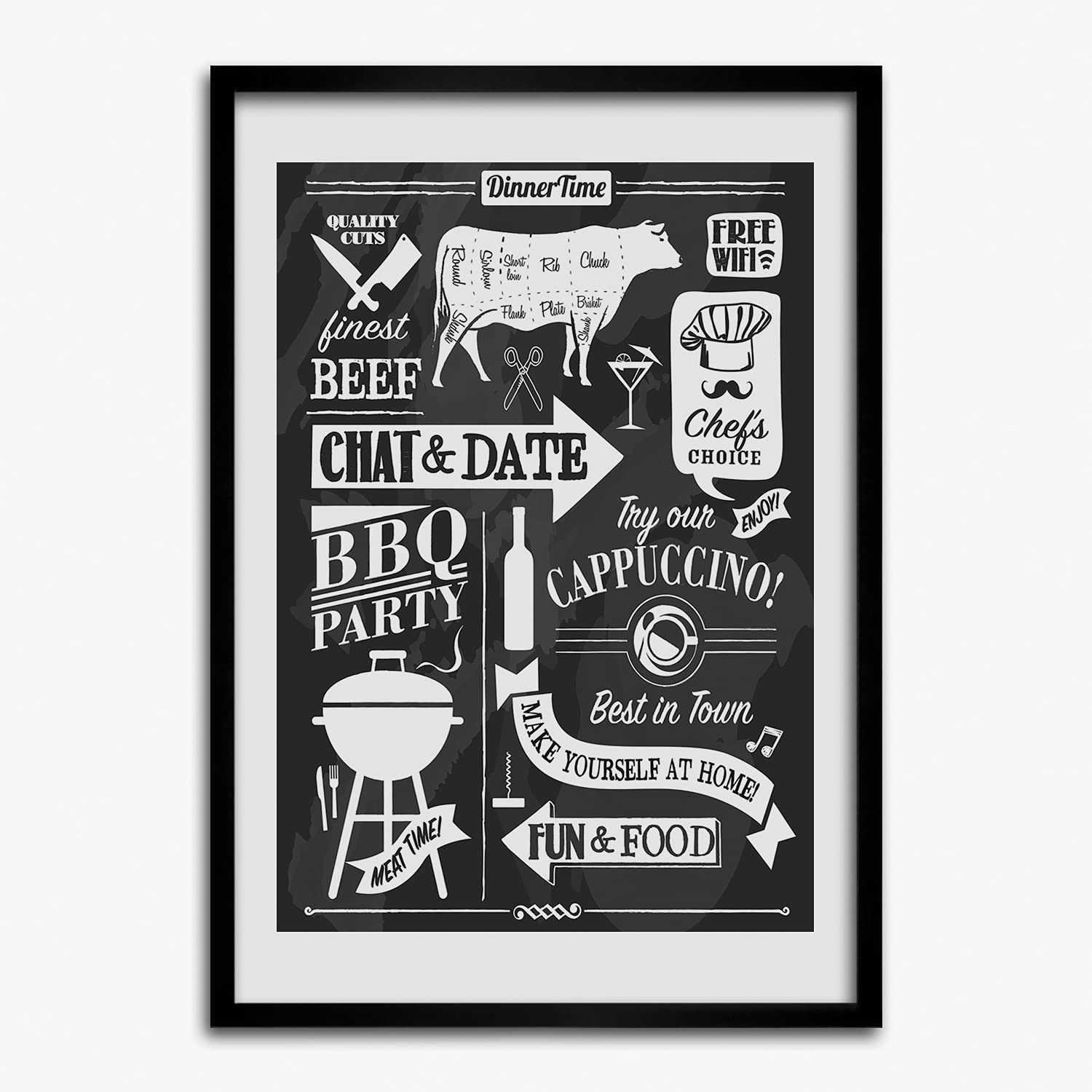 Affiche décoratif moderne Tulup sous cadre bois MDF 50x70 pour mur de restaurant - 7