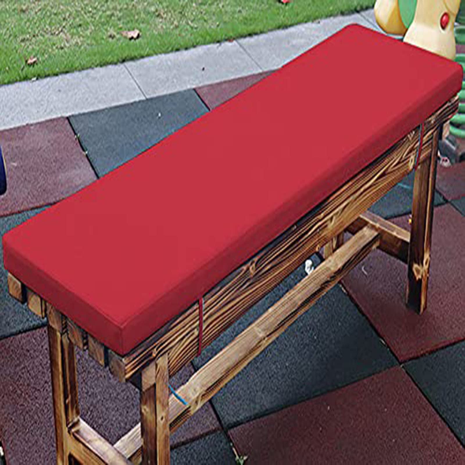 Coussin de banc de jardin imperméable rouge 160x35cm pour assise extérieure 2-3 places