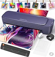 QFUN Plastificadora e Laminadora A3 Silenciosa para Casa, Escola e Pequenos Negócios, Emplastificadora Multifuncional com Corte, Canto Arredondado e Painel Touch, Violeta, 220V