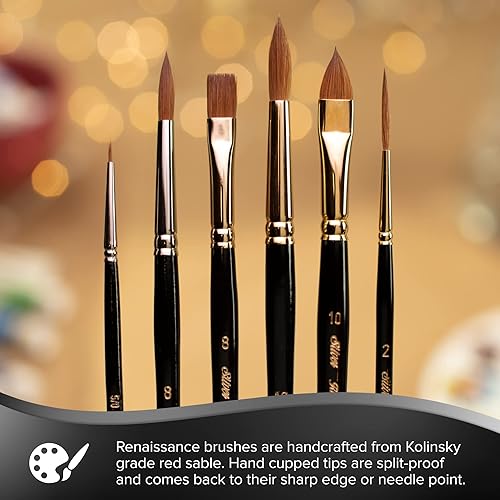 Miniatura 5 de Silver Brush Limited 7102 tamaño 3 Renaissance Bright Brush para acuarela y pinturas al óleo Sable Bright Brush Mango largo