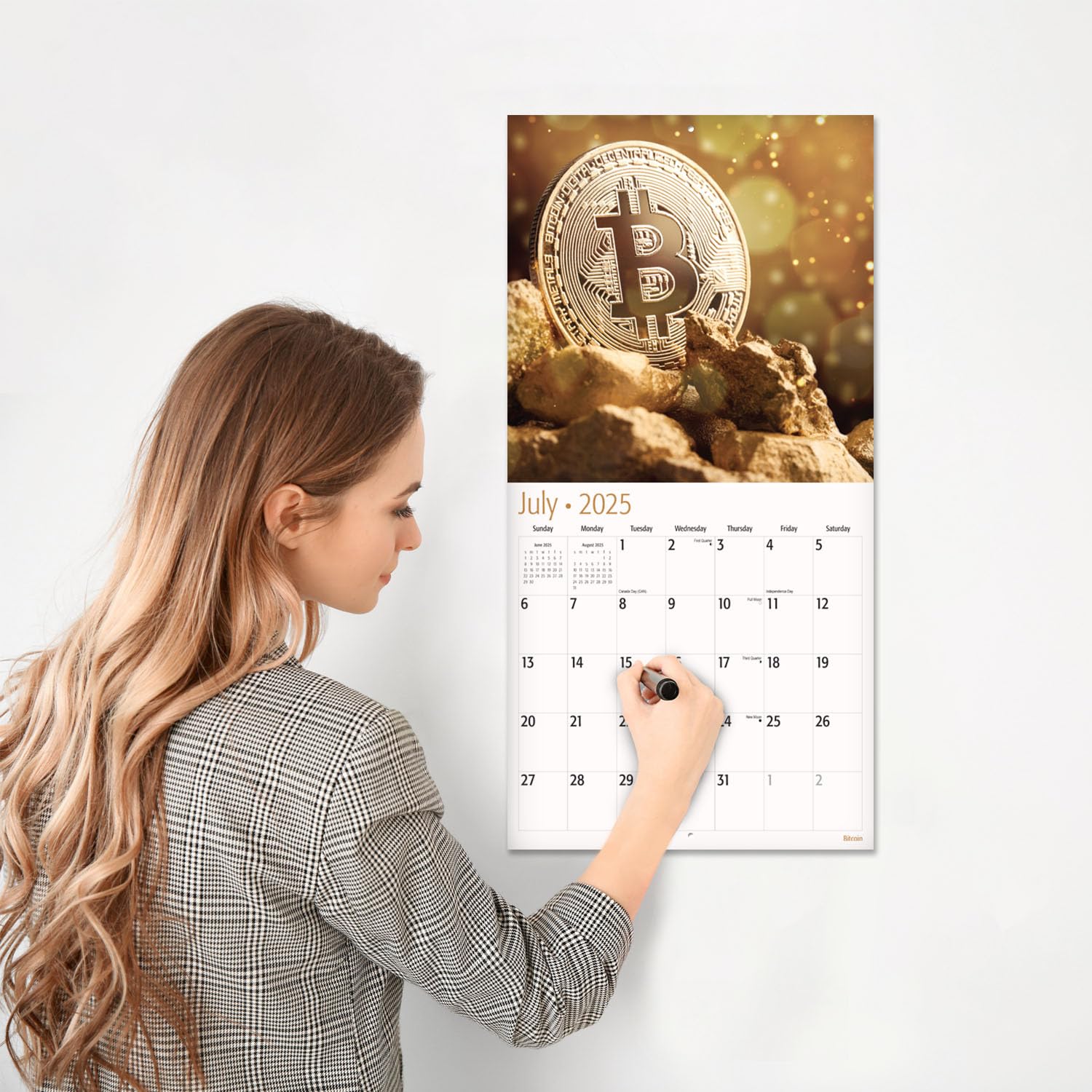 RED EMBER Bitcoin 2025 Hangable Monthly Wall Calendar | 12