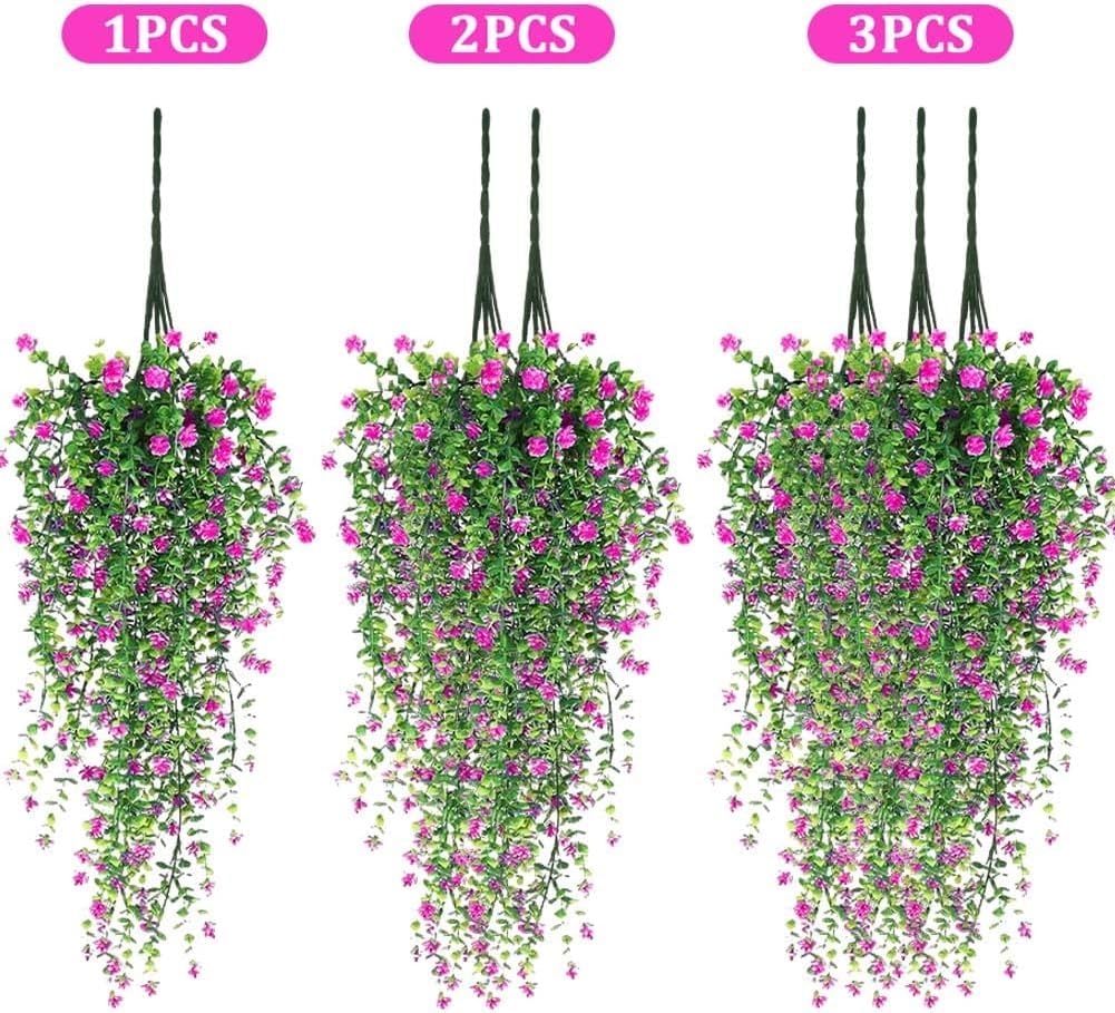 WYTE ORIGIN Plantas colgantes artificiales de vid de helecho, decoración de hojas de hiedra falsas para interiores y exteriores, decoración de follaje sintético para sala de estar, balcón, jardín