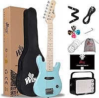 Vista 16 de WINZZ - Guitarra eléctrica para niños con kit para principiantes, 30 pulgadas
