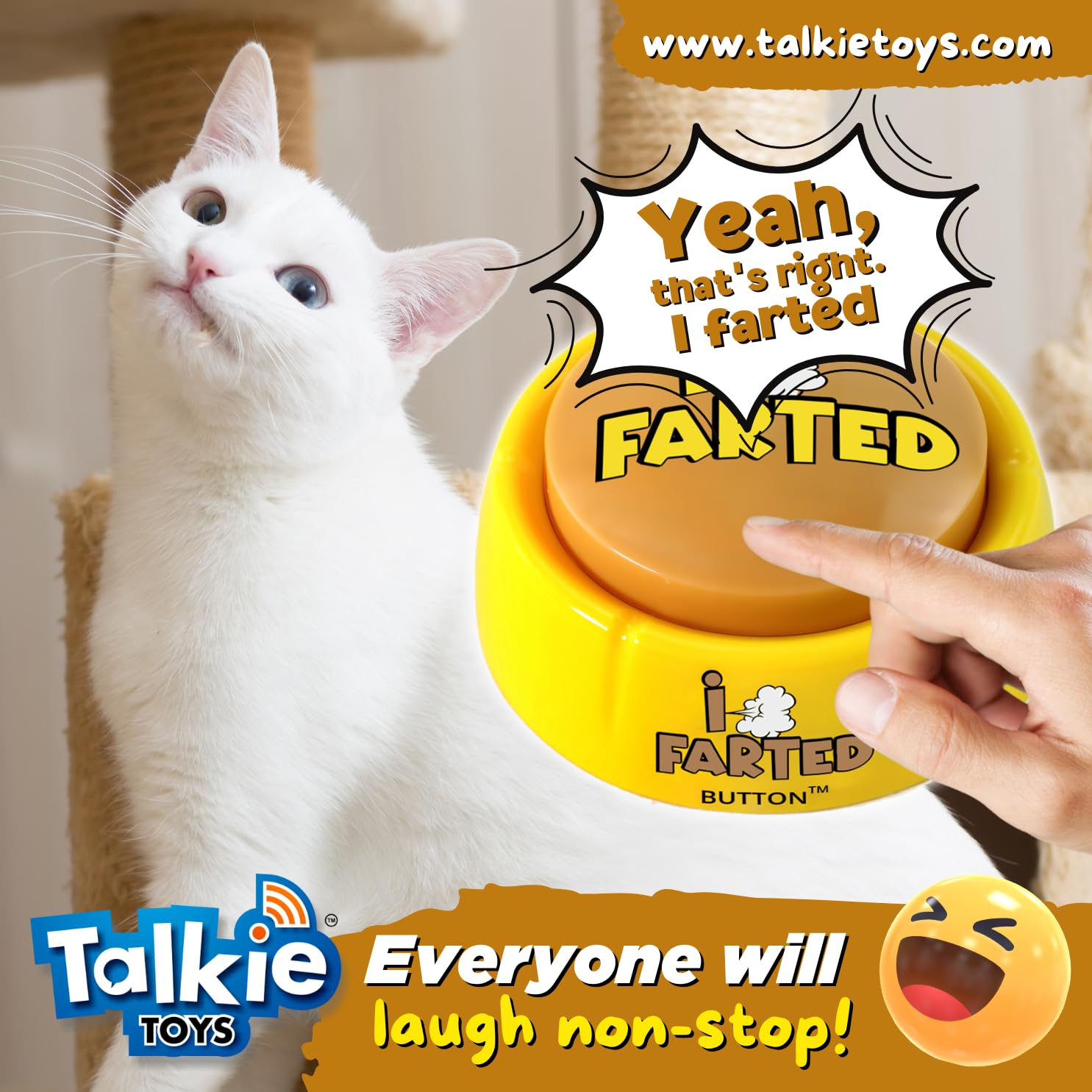 Talkie Toys Products Botón I Farted - Reproduce 10 refranes divertidos y sonidos de pedos - Juegos de pedos, bromas de pedos, humor de oficina y más