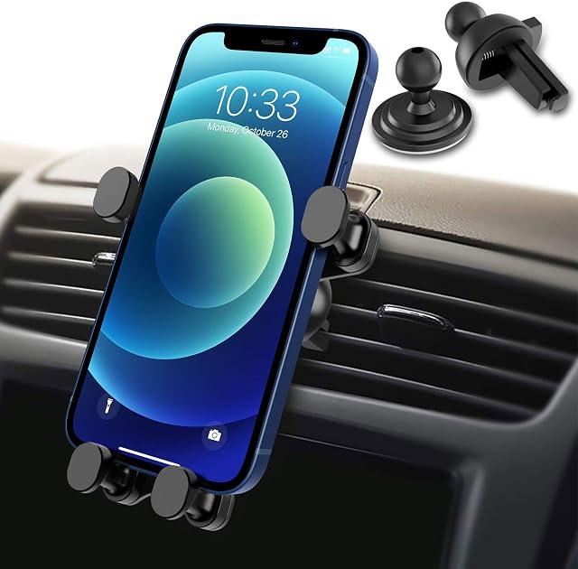Syncwire Car Phone Holder Gravity Mobile Phone Holder Auto Lock 360° Rotation Universal Air Vent Car Cradle Phone Mount for iPhone 14 13 12 11 Pro Max X 8 7 6 SE 2020 Galaxy S22 S21 S9 HTC Sony Huawei
