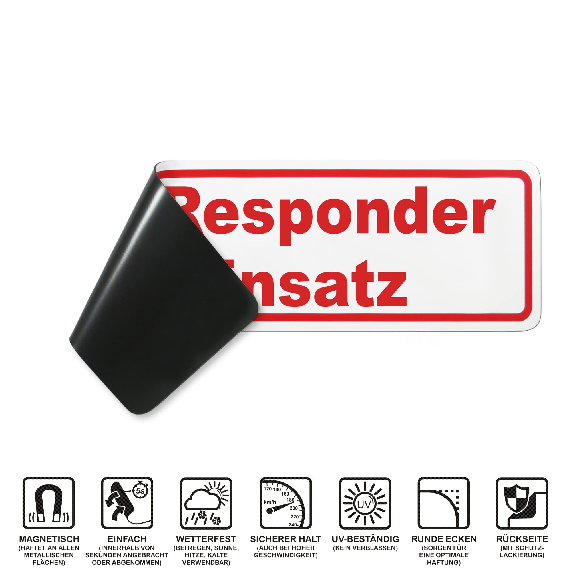 Targa Magnetica First Responder Per Auto – 35x10 Cm O 45x15 Cm – Resistente UV – Made In Germany