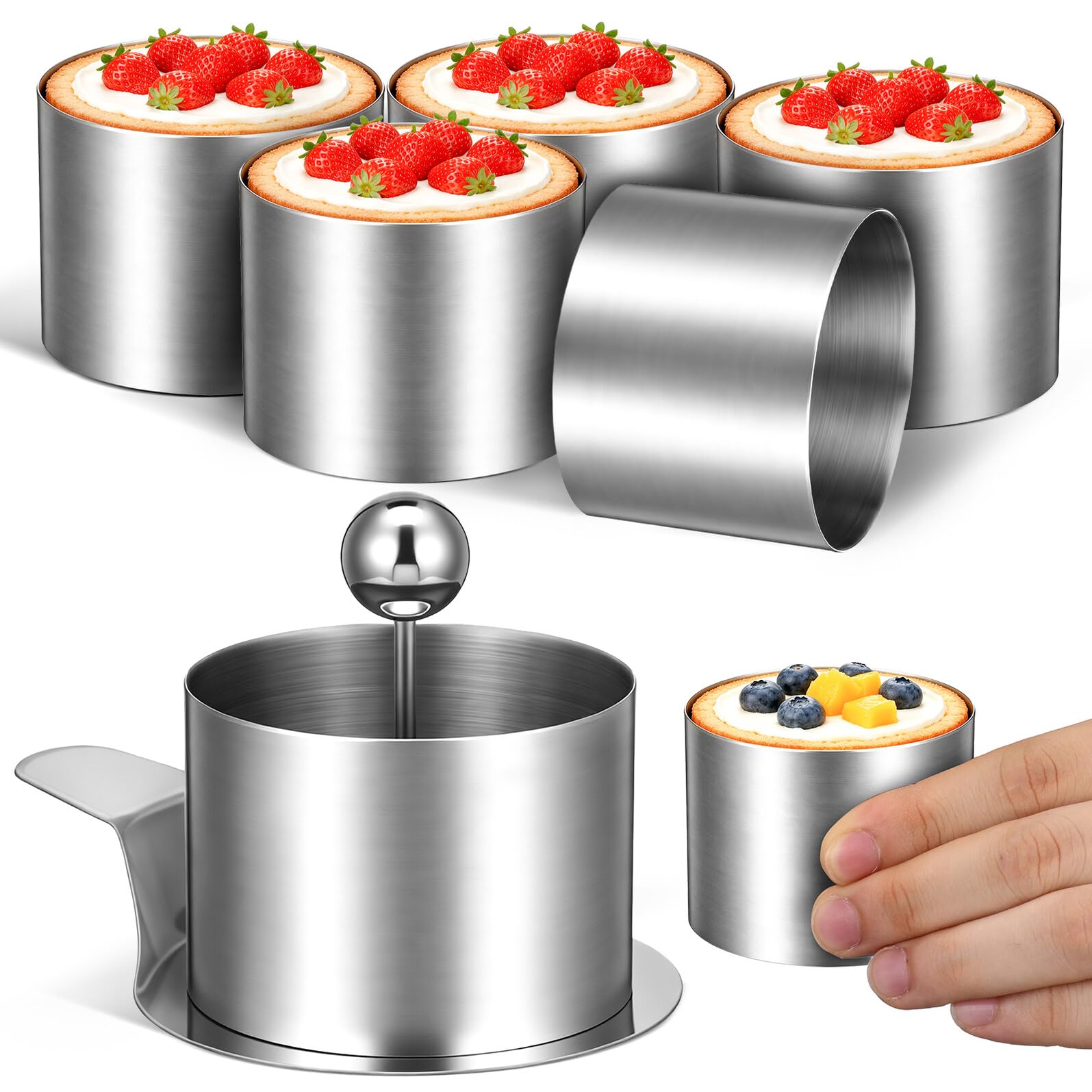 Abaodam Molde Redondo de Acero Inoxidable para Hornear Mousse y Pasteles, Forma de Pastel, Herramientas para Hornear en Casa