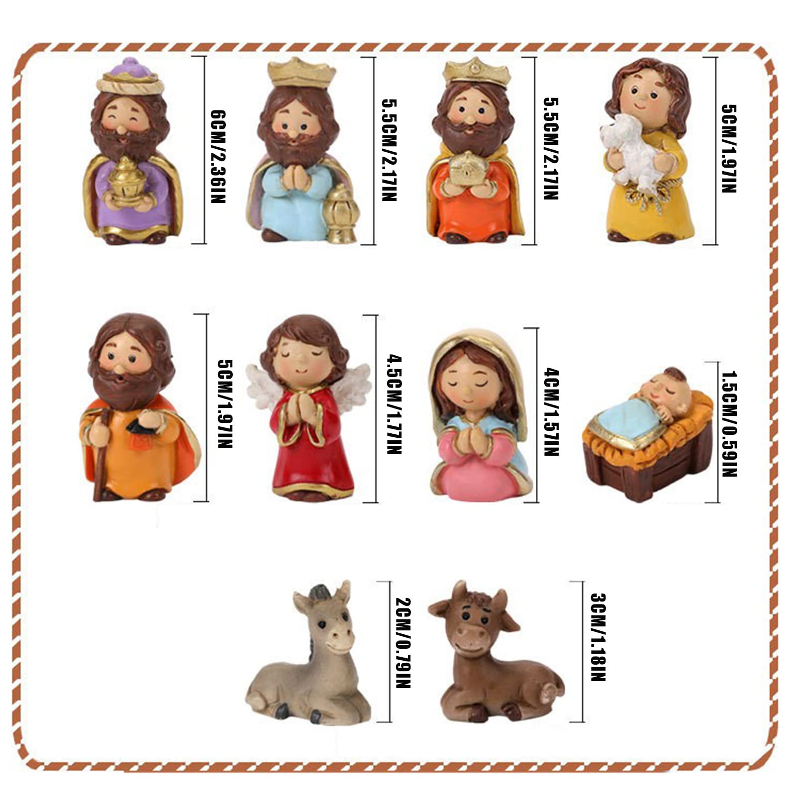 Set Presepe Natalizio 11 Pezzi – Figure In Resina Scolpite A Mano – 19 Cm Con Gesù, Maria, Giuseppe E Re Magi – Decorazione Casa - 3