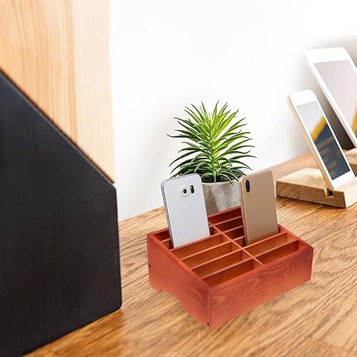 Miniatura 2 de SEWACC 12- Soporte de madera para teléfono celular, organizador de escritorio para teléfono celular, caja de almacenamiento para la escuela aula