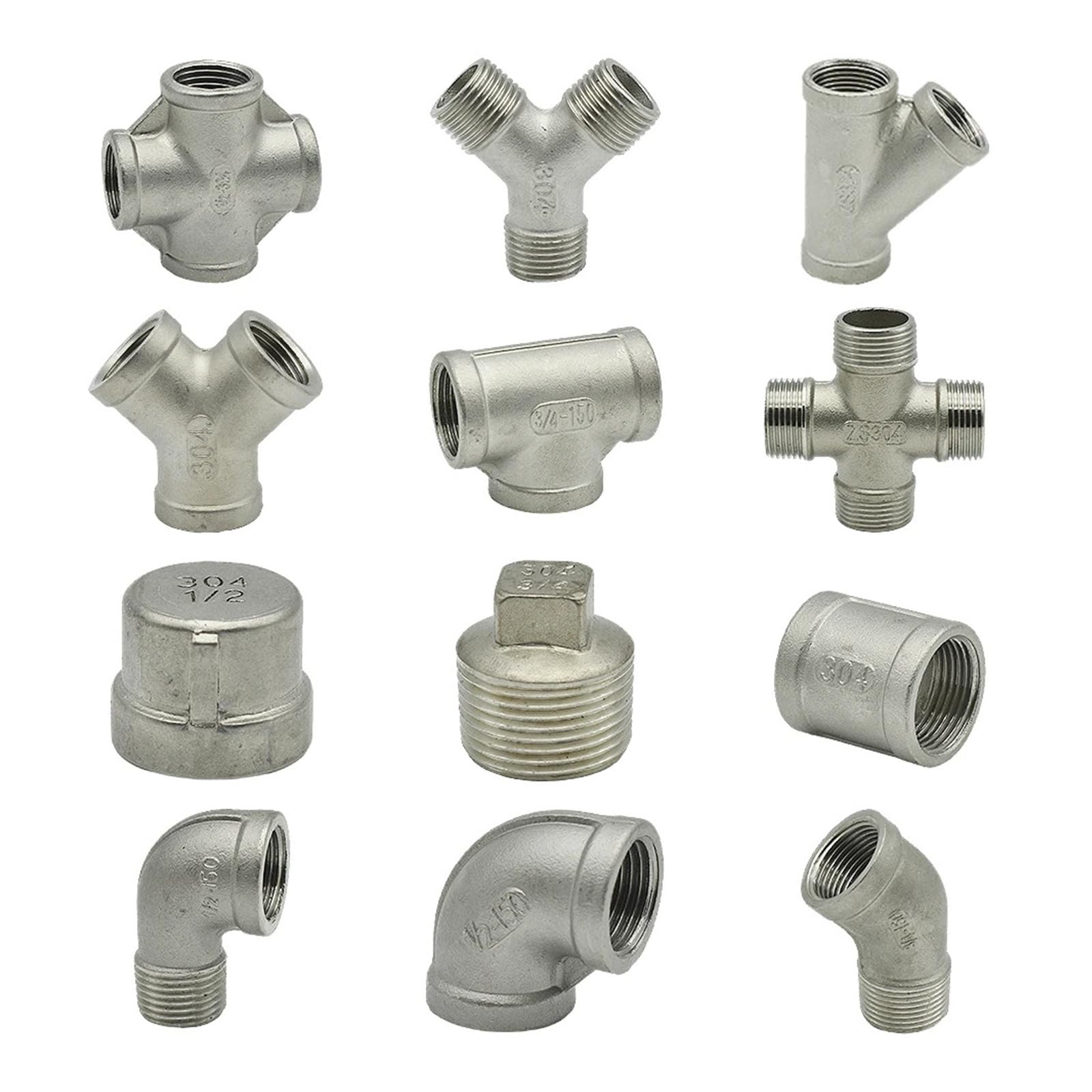 1/4 "3/8" 1/2 "3/4" 1 "1-1/4" 2 "BSP 304 kolano ze stali nierdzewnej 3way 4way gwintowany adapter doczołowy łączniki rurowe(Y Male Tee,1-1/4")