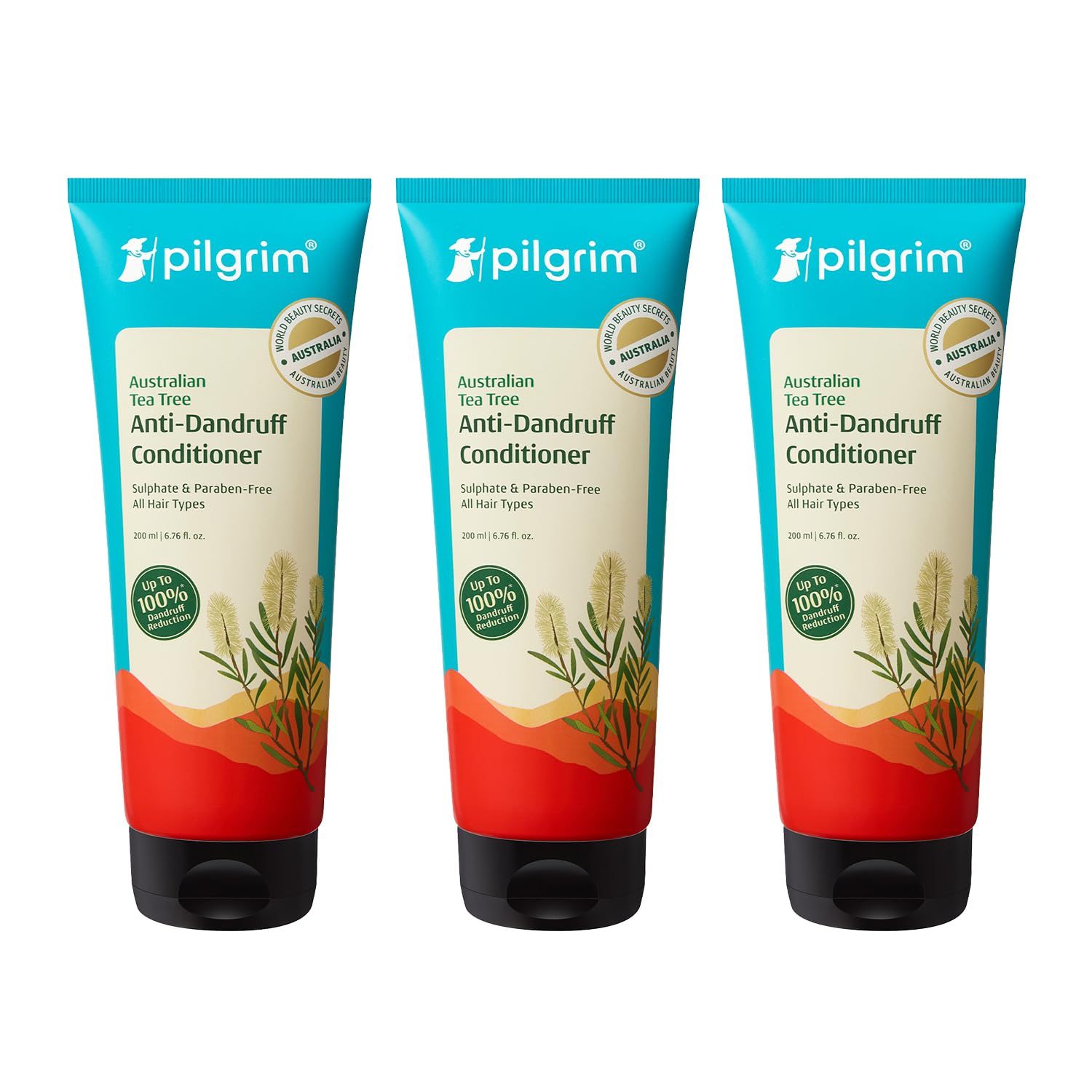 Pilgrim Australian Tea Tree Anti-Dandruff Unscented Conditioner For All Hair Type 200 ml (Pack of 3) | Smoothens Strands & Detangles Hair | Fights and Prevents Dandruff | For Men & Women-picture-25