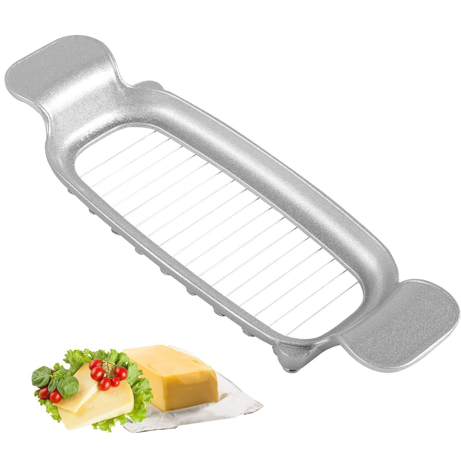 Butter Slicer, Stainless Steel Cheese Cutter Butter Slicer Parts With Ergonomic Handle, Kitchen Food Tool Butter Cutter Wire Cheese Slicer Cutting Cheese, Butter, Eggs, Fruit