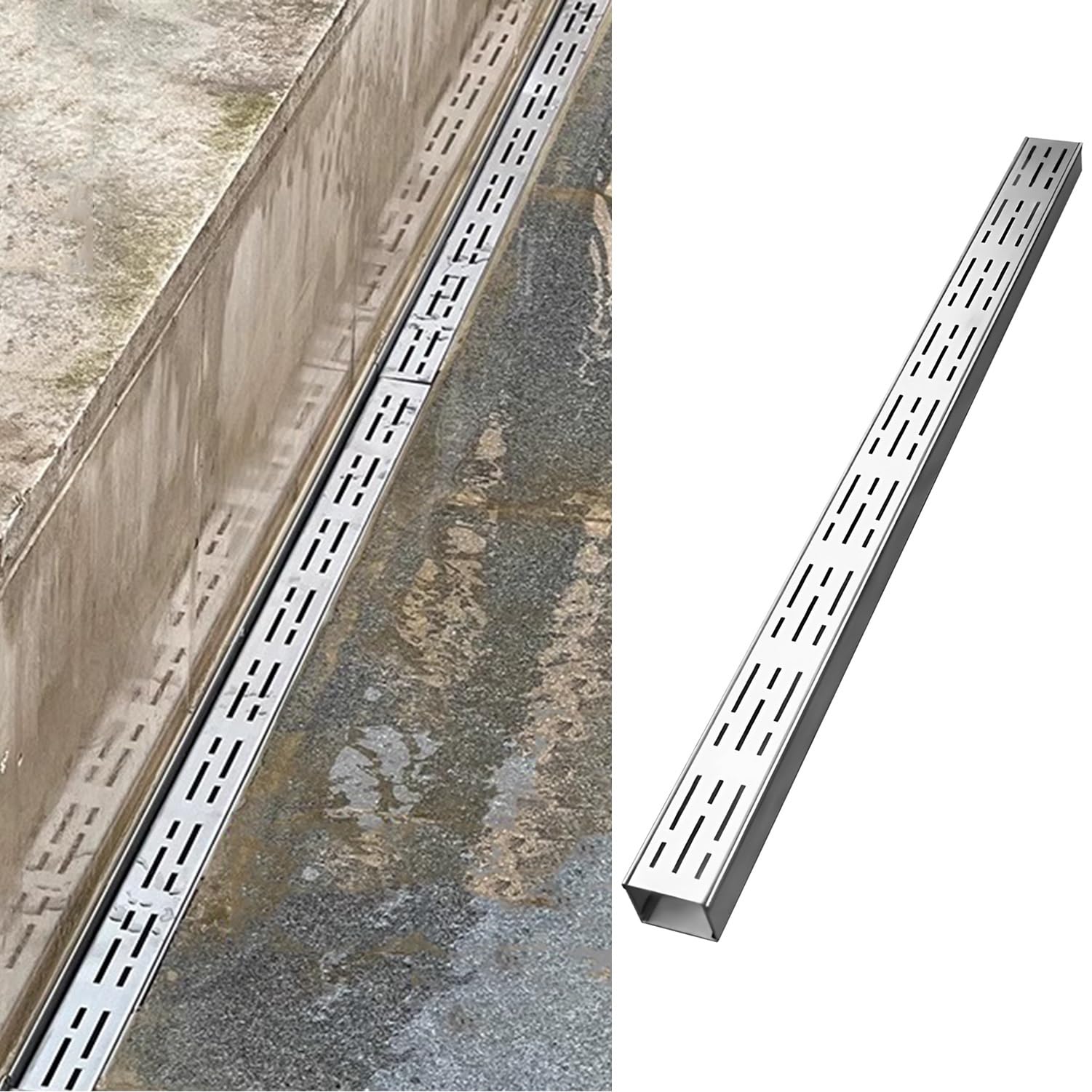 Sistema di scarico della trincea del vialetto con copertura della griglia rimovibile, scarico sottile per la gestione delle acque piovane in vialetto, patio e garage