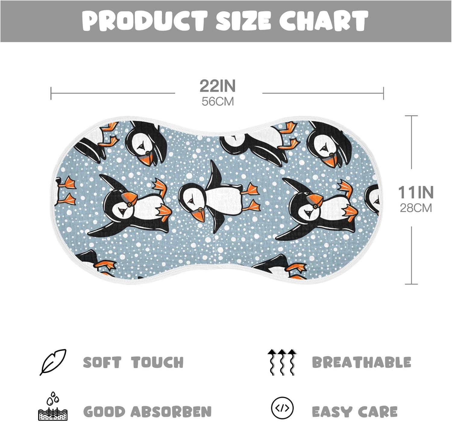 Winter Bird Puffin Burp Cloths Baby Boys Girls Absorbent Soft Cotton Burping Cloths Rags 4 Pack