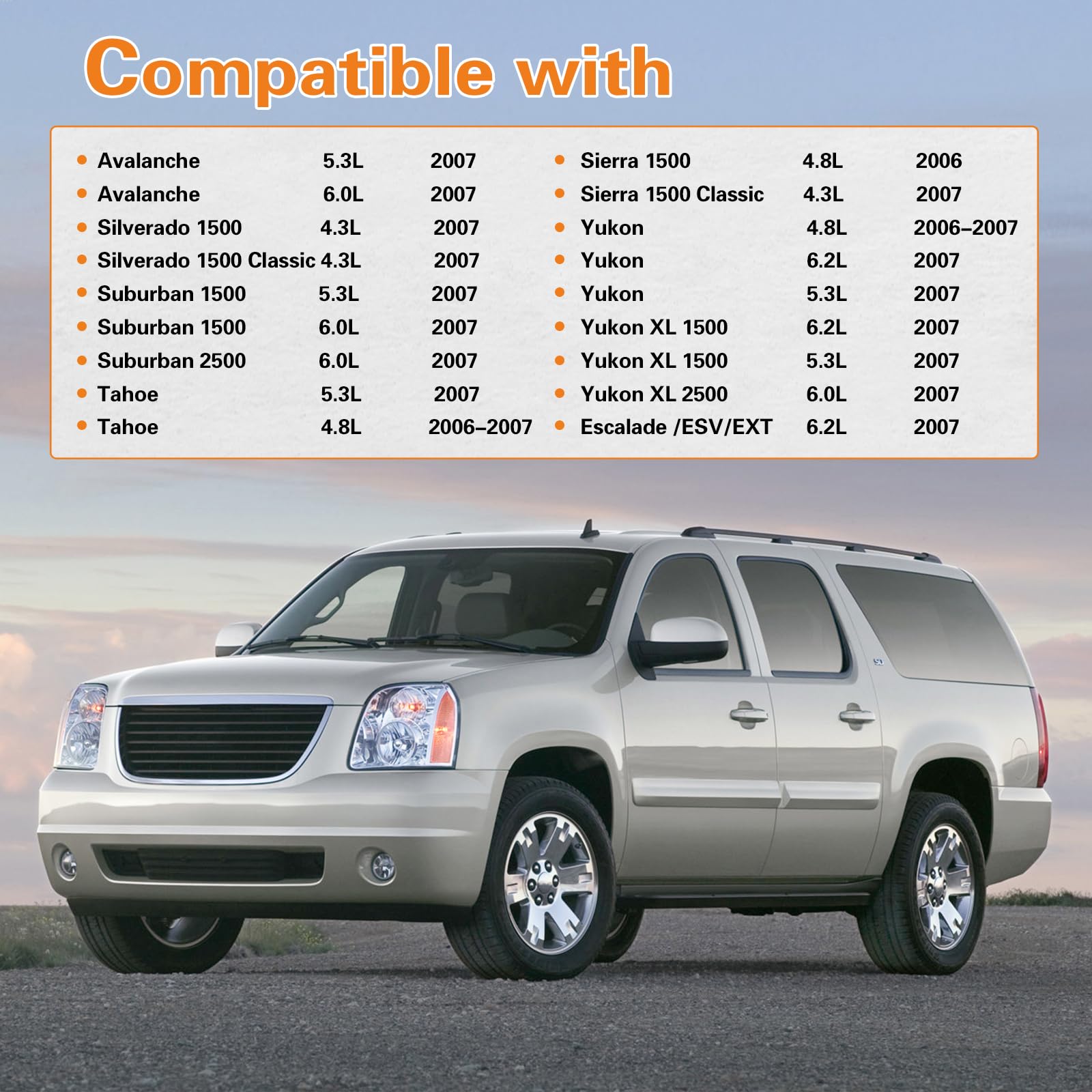 4 sensores de oxígeno de oxígeno ascendente y descendente para Avalanche 2007, Silverado 1500, Suburban 1500/2500, Tahoe, Sierra 1500, Yukon, Yukon XL 1500/2500, Escalade ESV/EXT OE#234-4018