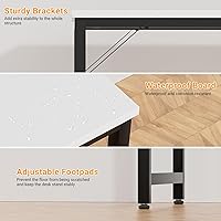 Vista 5 de Escritorios para computadora de 47 pulgadas con tomas de corriente y puertos de carga USB, escritorio de oficina moderno para espacios pequeños