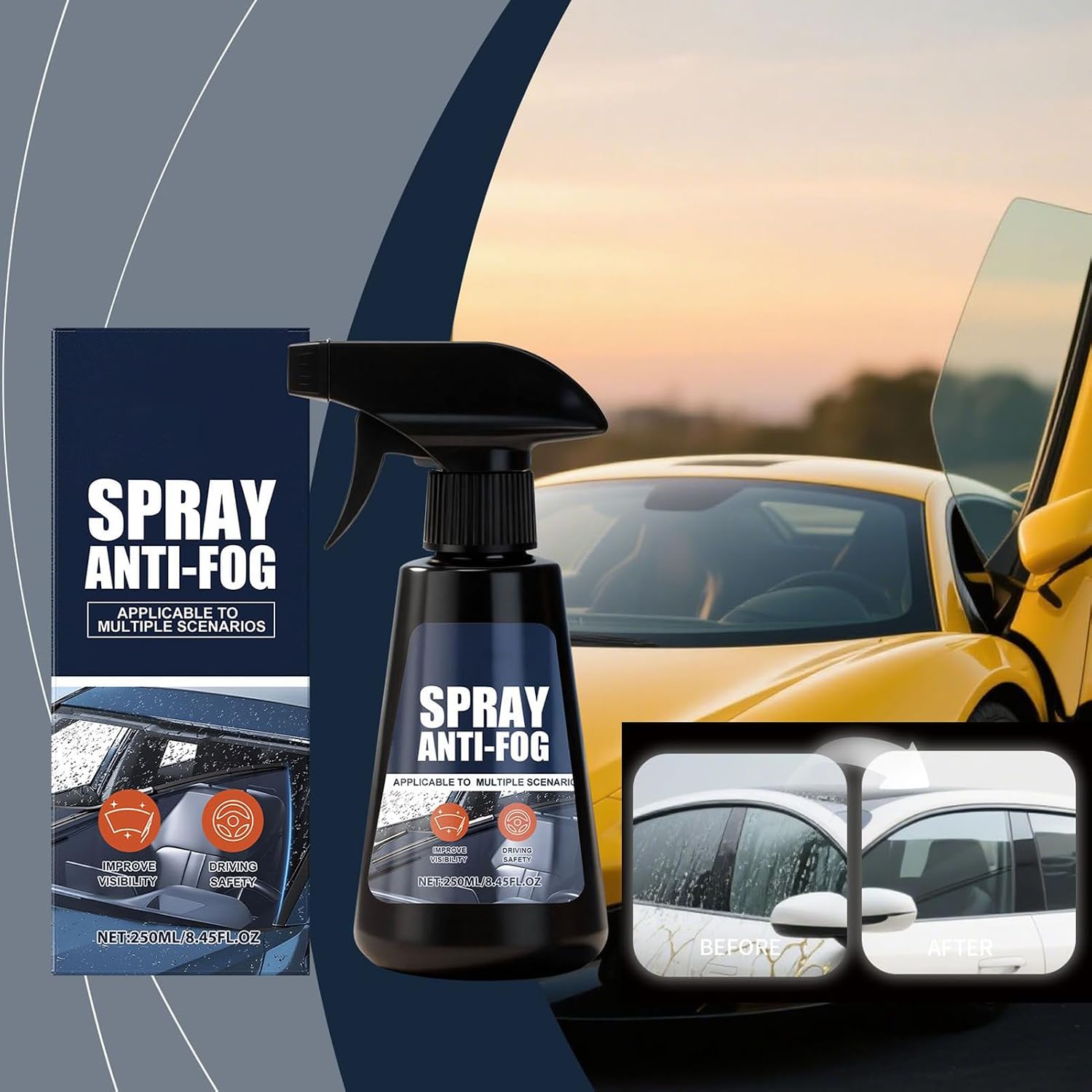 Anti Fog Windshield Cleaner, Anti Rain Organizer Supply, Mirror Defogger for Truck Outdoor Daily Commute Winter Morning Highway Garage Household Gear Reliable Organizer Portable