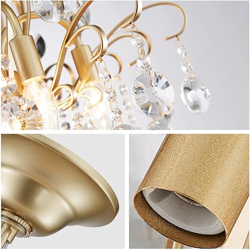 Miniatura 4 de WUZUPS Candelabro de cristal colgante de 5 luces, lámpara de techo moderna para dormitorio, pasillo, bar, cocina, baño, 22.6 pulgadas de alto x 19.2