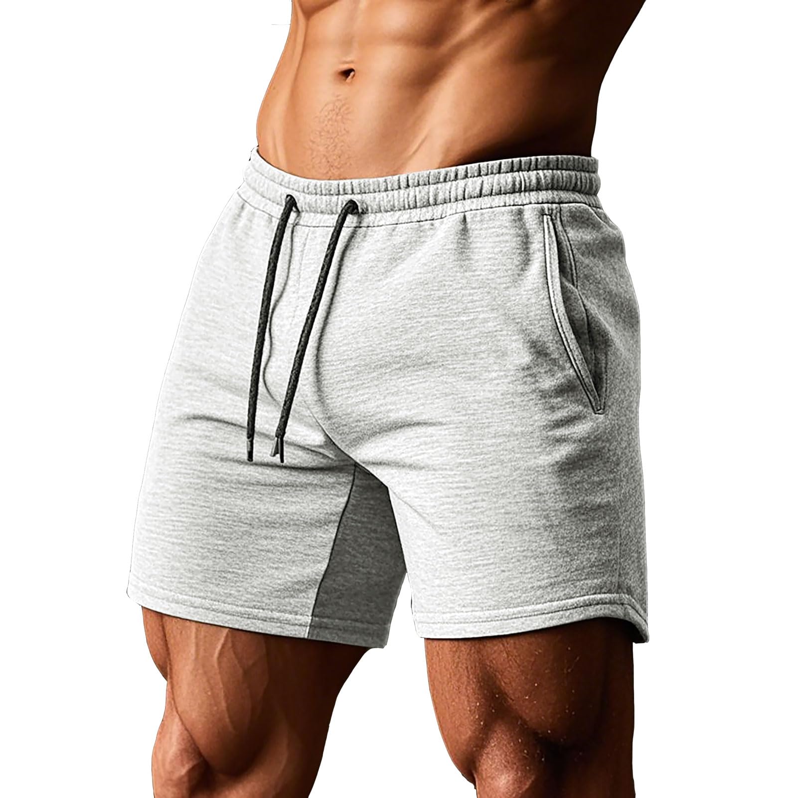 Herren 5 Inch Baumwolle Sporthose Elastische Taille mit Tasch Casual Atmungsaktive Laufenshort Sommer Beach Shorts Fitnessstudio Trainieren Kurze Hose