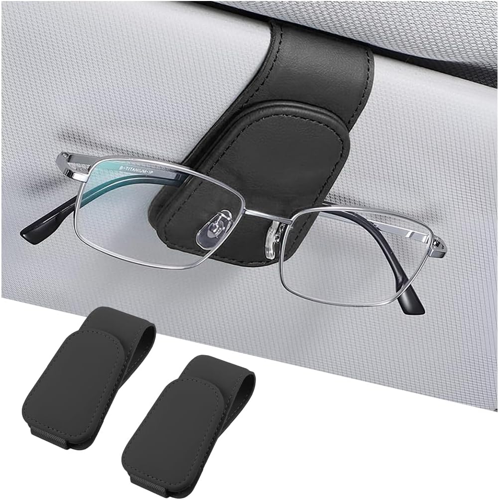 AICEL 2PCS Sunglasses Holders for Car Sun Visor, Magnetic Clip, Black