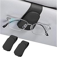 Vista 27 de AICEL Soportes para lentes de sol para visera solar de automóvil, soporte de cuero para colgar gafas, soporte magnético para lentes y clip